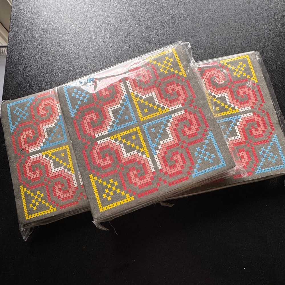 NWT 3 Eco Notepads, PooPoo paper, cross stitch cover design